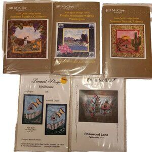 Quilt Pattern Lot of 6 Wolf Bird Nature Tree Applique Granola Girl Jill McCloy